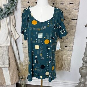 NWT lularoe classic Geometric Patterned Teal tunic size XL